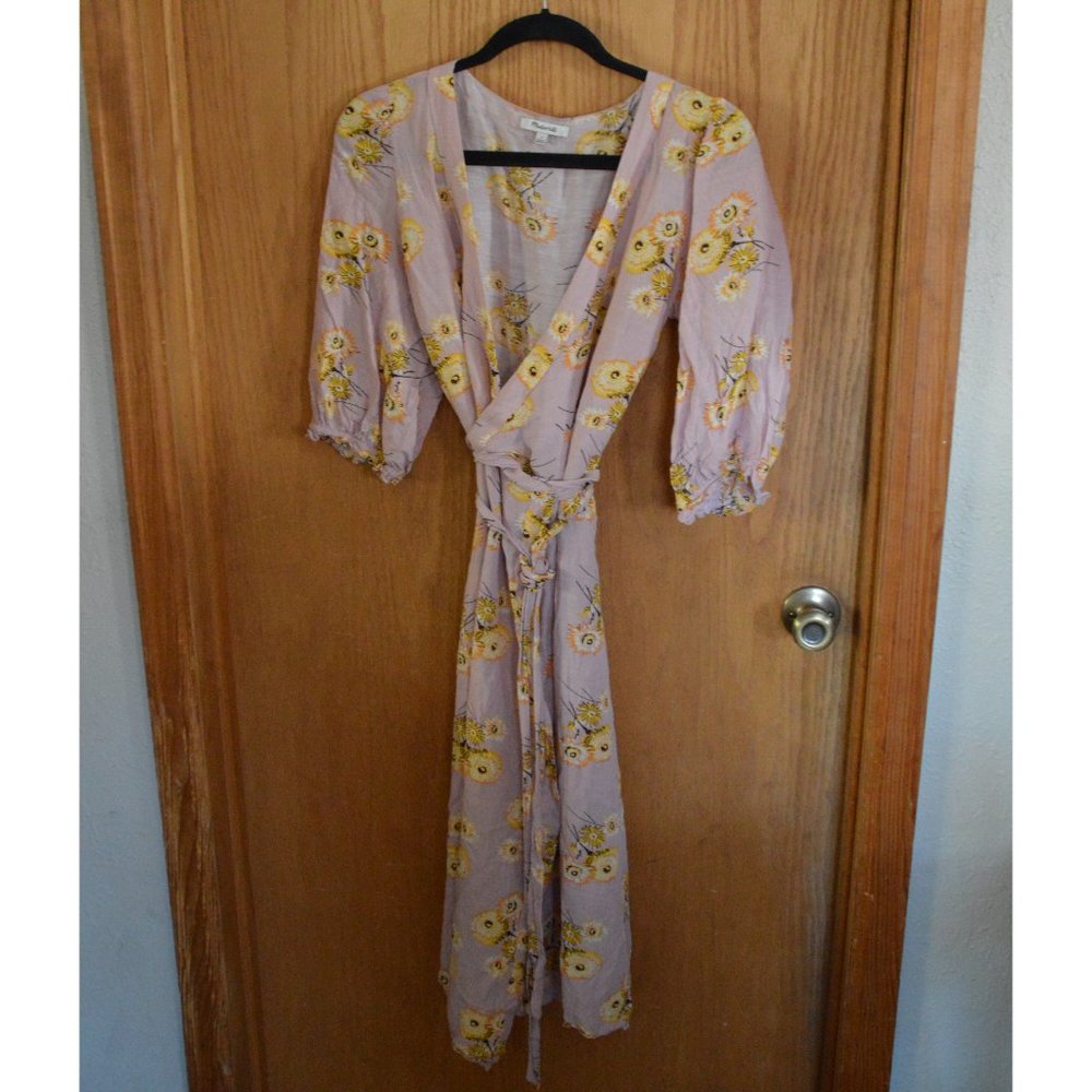 Madewell Wrap Dress in Dutch Dandelions Pink Floral - Small
